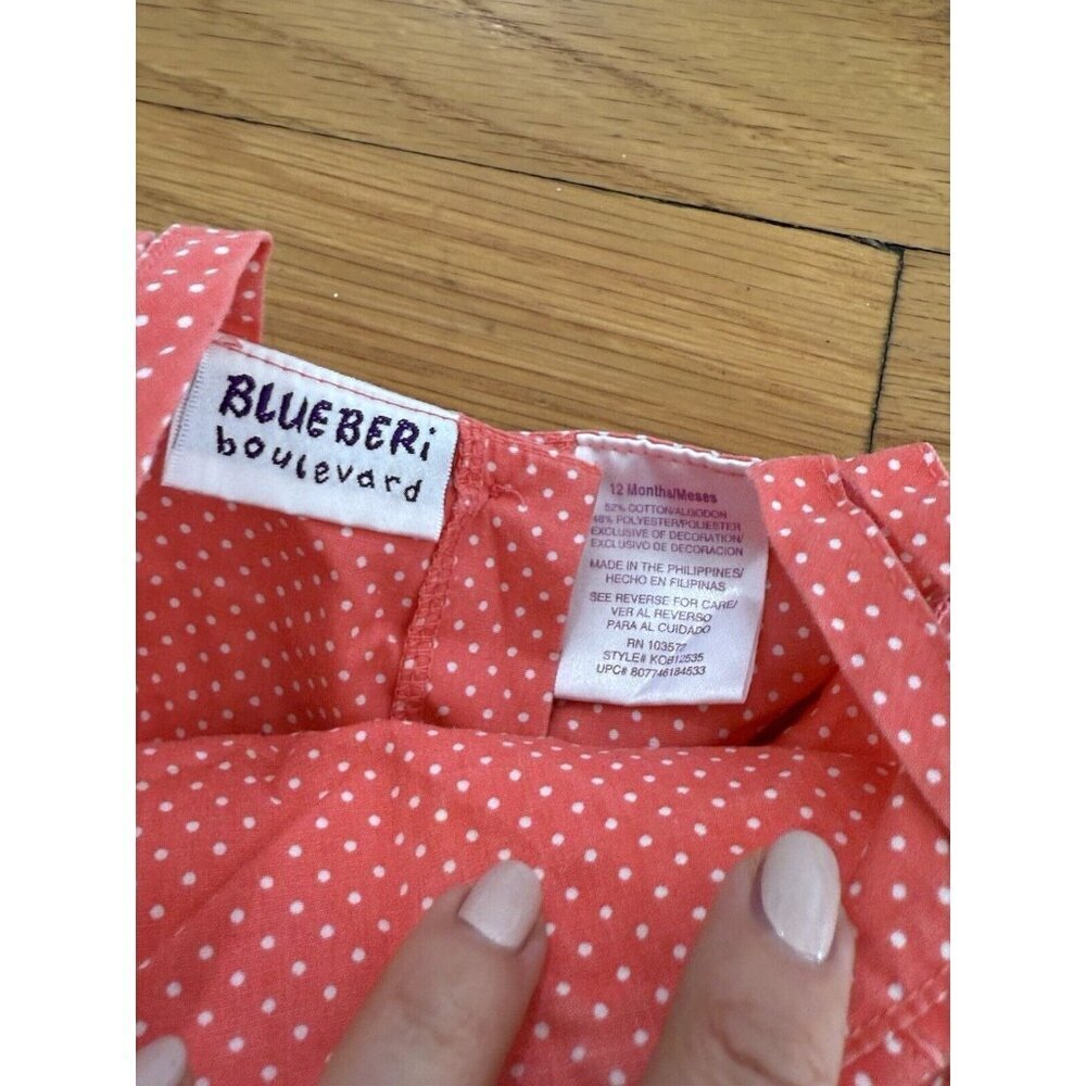 BLUEBERI BOULEVARD 12 Months Girls Sundress Coral w/ Flowers & Butterflies EUC‌ - Picture 3 of 9